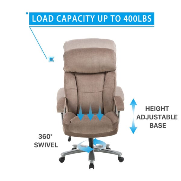 An office chair with a load capacity of up to 400lbs.