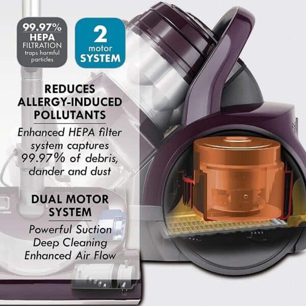 A vacuum cleaner with an allergen filtration system.