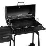 A black barbecue grill with a grill on it.