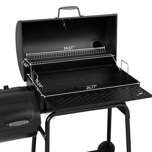 A black barbecue grill with a grill on it.