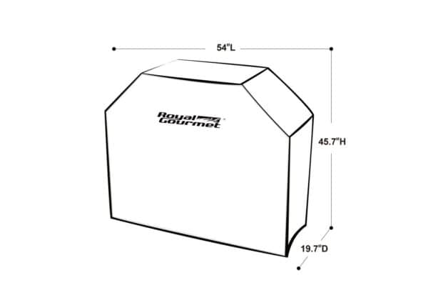 A diagram showing the dimensions of a grill cover.
