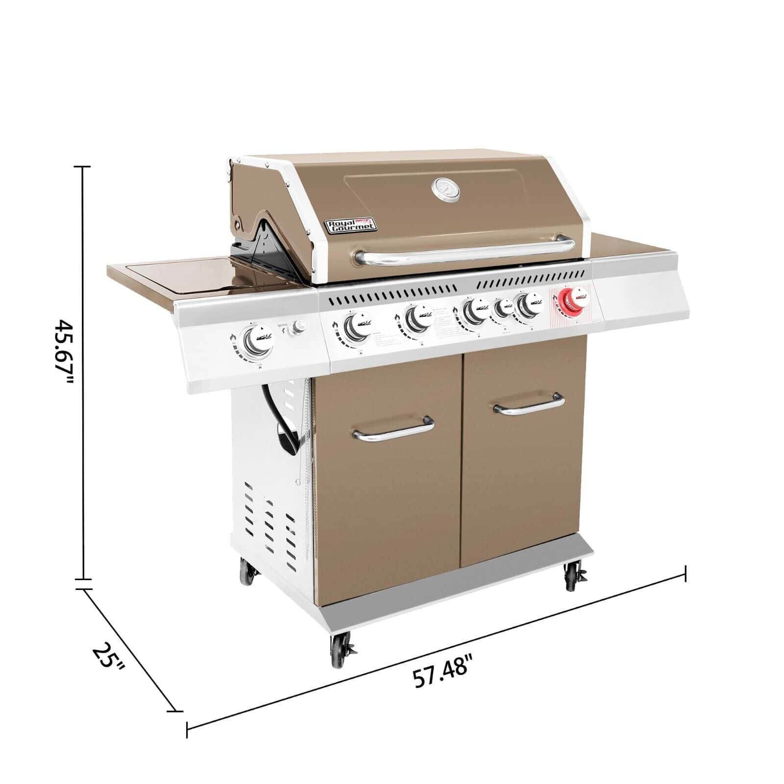 A bbq grill with two burners and a side burner.