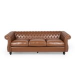 Chesterfield sofa in tan leather.