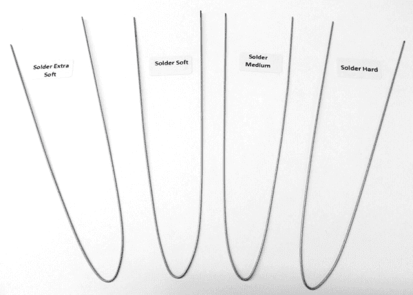 Four different types of wires with labels on them.