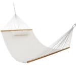 A white hammock on a white background.