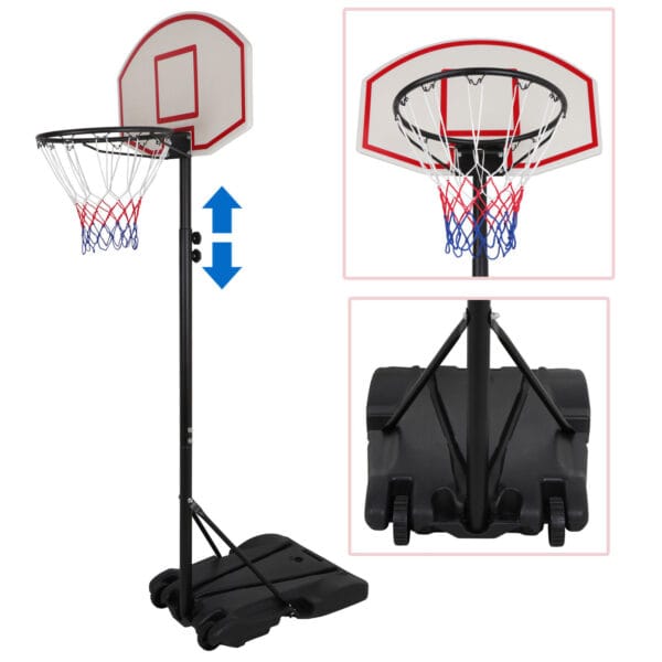 A basketball hoop and a basketball hoop on a stand.