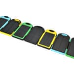 A group of solar power banks in different colors.