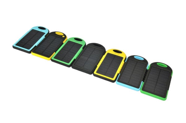 A group of solar power banks in different colors.