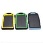 Three solar power banks in different colors.