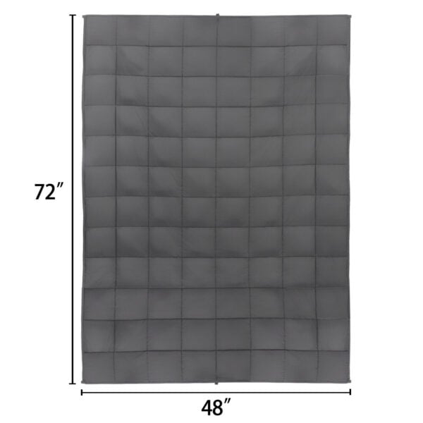 An image of a gray wall hanging with measurements.