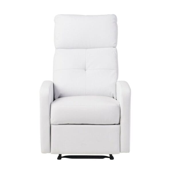 A white recliner chair on a white background.