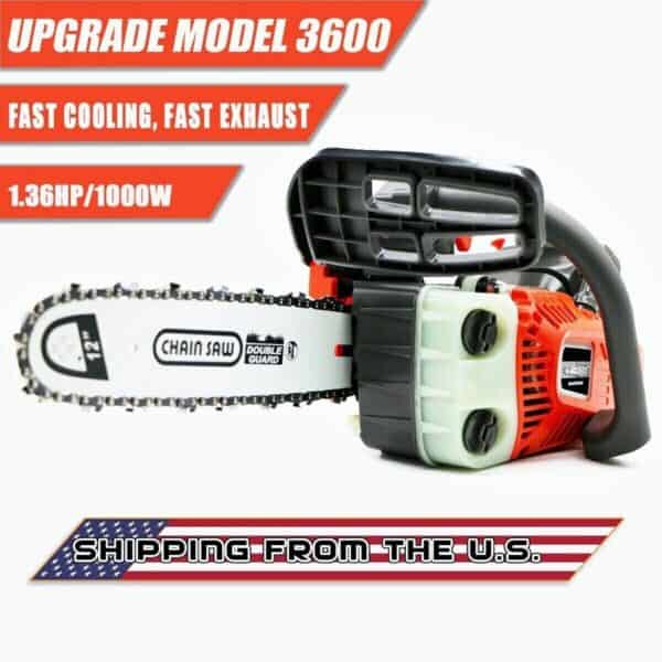 A chainsaw with an american flag on it.