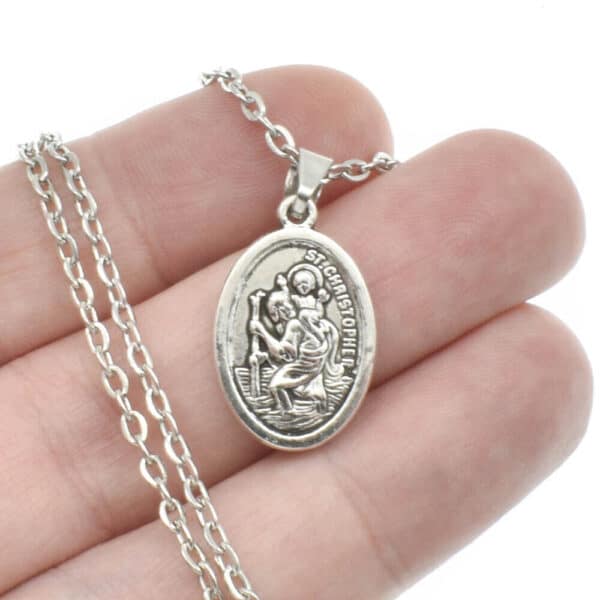 St john the baptist pendant on a silver chain.