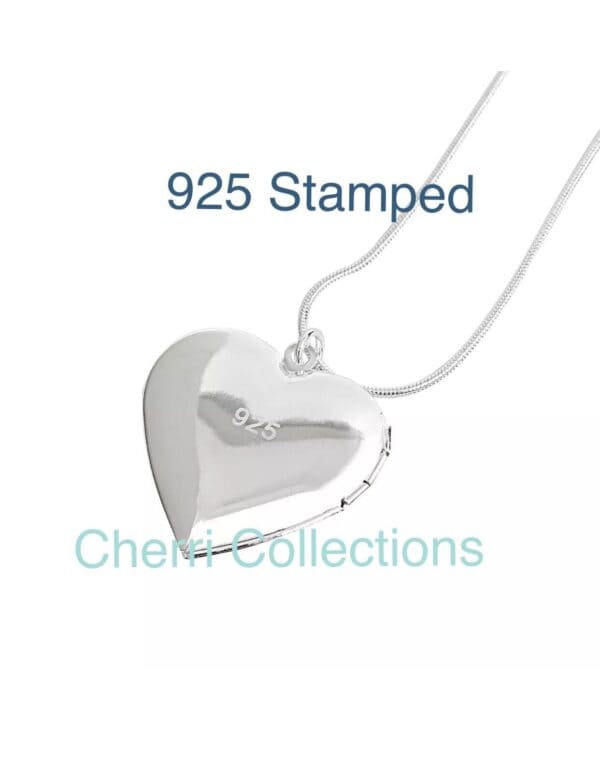 925 stamped sterling silver heart locket necklace.
