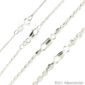 A set of sterling silver chains with different lengths.