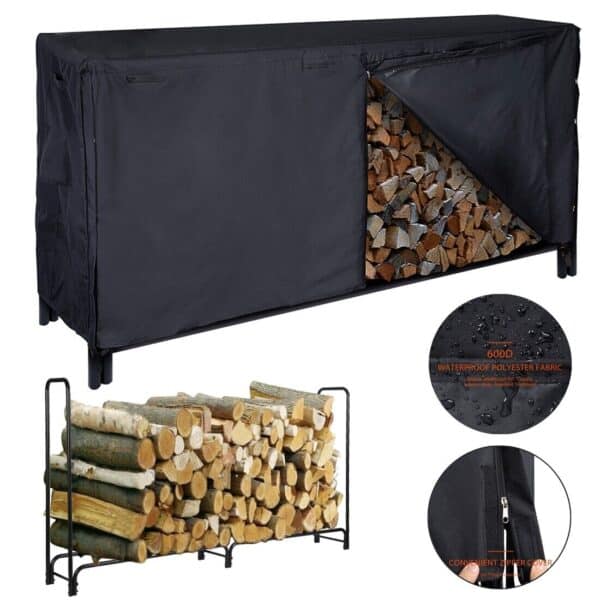Firewood Storage Log Rack with Waterproof Cover