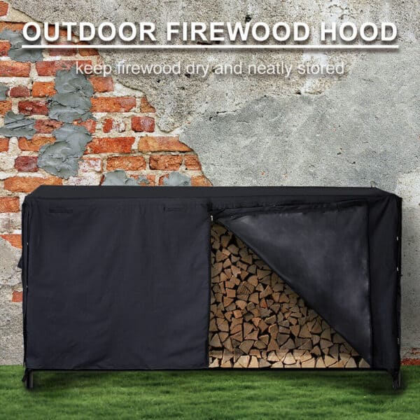 Outdoor firewood hood.