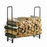 A firewood rack with logs on it.