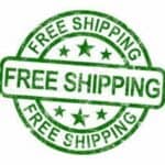 Free shipping stamp on a white background.