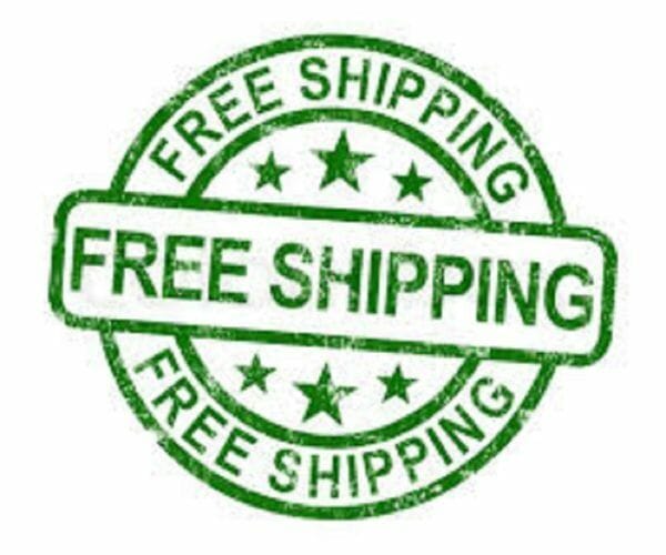 Free shipping stamp on a white background.