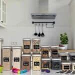 A kitchen with a variety of jars and containers.