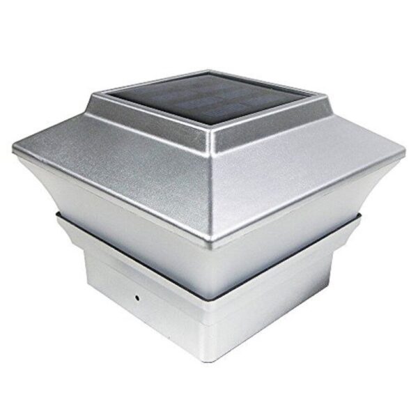 A silver square object with a solar panel.