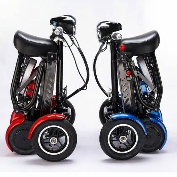 Two motorized scooters.