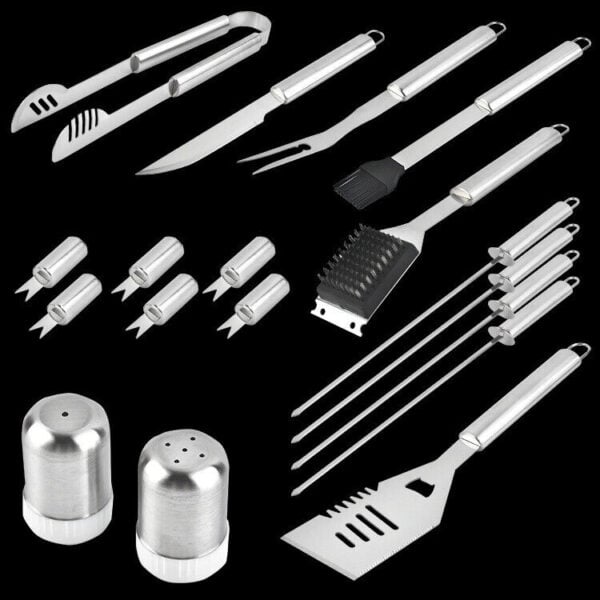 Stainless steel bbq tool set.