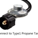 A gas regulator with the words connect to type p propane tank.