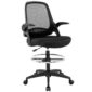 A black mesh office chair on a white background.