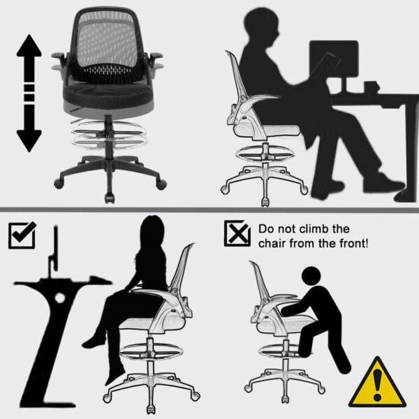 A diagram showing how to use an office chair.