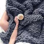 Dark Grey Chinille Knitting Blanket