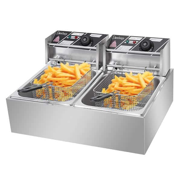 EH8212L Stainless Steel Double Cylinder Electric Fryer 5000W 12.7QT 1