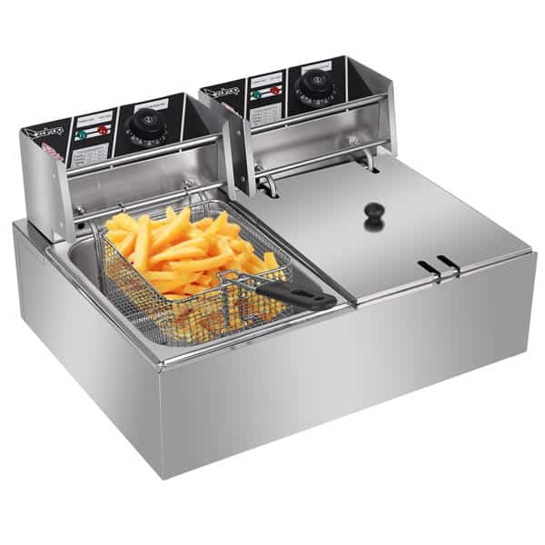 EH8212L Stainless Steel Double Cylinder Electric Fryer 5000W 12.7QT 2
