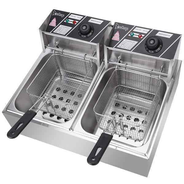 EH8212L Stainless Steel Double Cylinder Electric Fryer 5000W 12.7QT 3