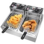 Stainless Steel Double Cylinder Electric Fryer 5000W