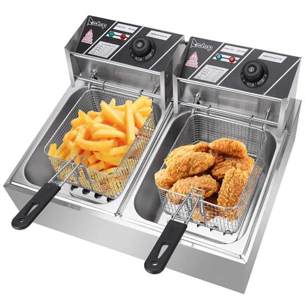 EH8212L Stainless Steel Double Cylinder Electric Fryer 5000W 12.7QT 4