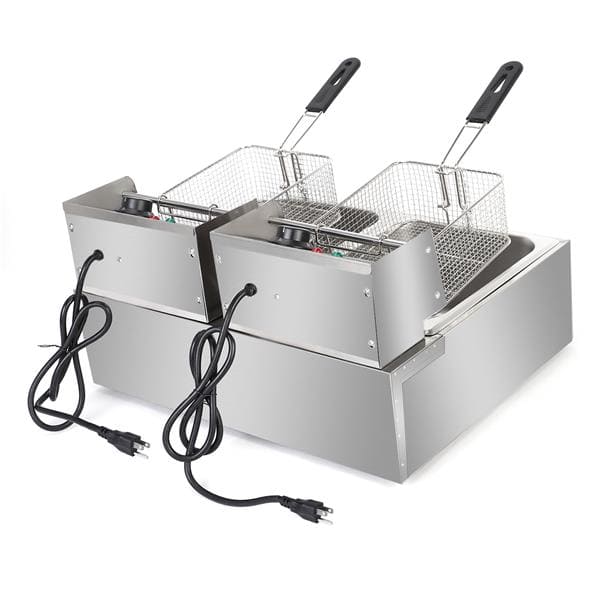 EH8212L Stainless Steel Double Cylinder Electric Fryer 5000W 12.7QT 5