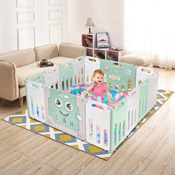 Fordable Baby 14 Panel Playpen Activity Safety Play Yard Indoor Outdoor 2