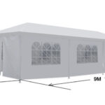 An image of a white tent with measurements.