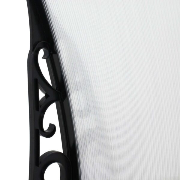 A close up view of a black and white chair.