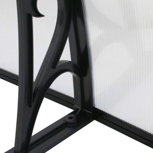 A black metal frame with a white glass top.