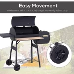 Portable Backyard Charcoal BBQ Grill and Offset Smoker Combo with Wheels