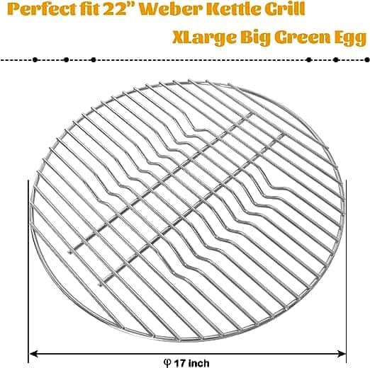 17 In Round Stainless Steel Fire Grate Bottom Charcoal Grate for Weber 22 in Charcoal Grill Heavy Duty Bottom Fire Grate for XLarge Big Green Egg Big Green Egg Accessories Grill Parts for 22 Weber 2