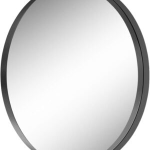 32 Inches Circle Metal-Frame Wall Mirror Black Vanity Mirror for Living Room Entryway Bedroom