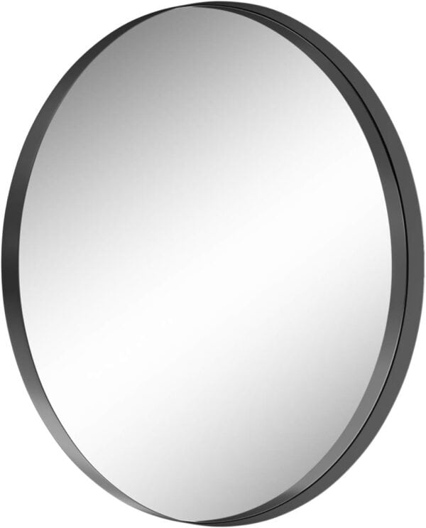 32 Inches Circle Metal-Frame Wall Mirror Black Vanity Mirror for Living Room Entryway Bedroom