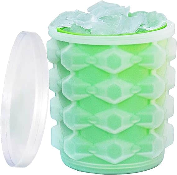 New Ice Cube Maker Silicone Bucket Mold Cooler With Lid Indoors Outdoors Use Makes Small Nugget Ice Chips for Soft Drinks Beverage Wine Beer Whiskey Cocktail Safe Healthy BPA Free Ice Tray Cylinder 1