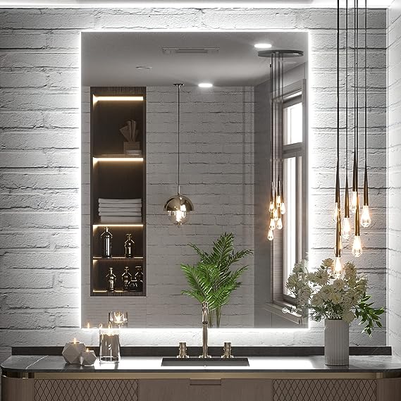 TETOTE 36 x 28 Inch LED Backlit Mirror Bathroom with Light Anti Fog Dimmable Lighted Mirror Horizontal Vertical Wall Mounted Vanity Mirror 1