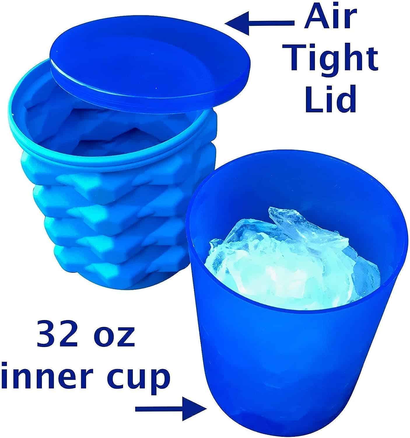 The Ultimate Ice Cube Maker Silicone Bucket with Lid Makes Small Size Nugget Ice Chips for Soft Drinks Cocktail Ice Wine On Ice Crushed Ice Maker Cylinder Ice Trays Ice Cup Maker Mold Ice Holder 3