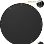 18-Inch Circle Wall Mirror Framed Metal Mirror for Bathroom, Bedroom, Living Room, and Entryway with six reinforcement points, highlighted for hassle-free installation.